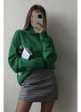 Madmext Mad Girls Green Turtleneck Sweater