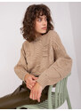 BASIC Tmavě béžový svetr se vzorem --dark beige Béžová