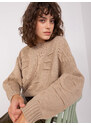 BASIC Tmavě béžový svetr se vzorem --dark beige Béžová