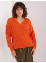 Fashionhunters Oranžový dámský oversize svetr