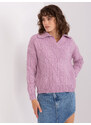 Fashionhunters Světle fialový kabelový pletený svetr
