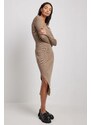 Madmext Mink Square Collar Knitwear Long Dress