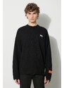 Vlněný svetr Heron Preston Shredded Knit Crewneck pánský, černá barva, HMHE011F23KNI0011001