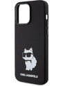 Ochranný kryt na iPhone 15 Pro - Karl Lagerfeld, Liquid Silicone Choupette NFT Black