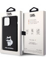 Ochranný kryt na iPhone 15 Pro - Karl Lagerfeld, Liquid Silicone Choupette NFT Black