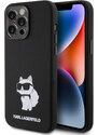 Ochranný kryt na iPhone 15 Pro - Karl Lagerfeld, Liquid Silicone Choupette NFT Black