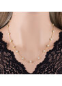 GEMMAX Jewelry Zlatý náhrdelník se Čtyřlístky ve Vintage stylu s bílými Onyxy délka 45 cm GLNYD-45-01975