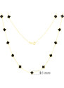 GEMMAX Jewelry Zlatý náhrdelník se Čtyřlístky ve Vintage stylu s černými Onyxy- délka 45 cm GLNYX-45-01976
