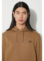 Bavlněná mikina Fred Perry pánská, hnědá barva, s aplikací, M2643.U08