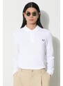 Bavlněné tričko s dlouhým rukávem Fred Perry bílá barva, s aplikací, M6006.100