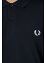 Bavlněné polo tričko Fred Perry tmavomodrá barva, s aplikací, M6000.608