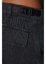 Kalhoty s příměsí lnu Heron Preston Vintage Wash Canvas Cargo černá barva, kapsáče, high waist, HWCF008F23FAB0011000