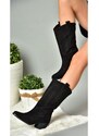 Fox Shoes R973934002 Women's Black Suede Low Heeled Boots