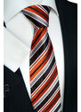 Hedvábná kravata Beytnur 235-2 oranžová pruhy