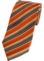 Hedvábná kravata Beytnur 201-2 oranžová pruhy