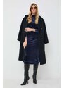 Kabát s příměsí vlny MAX&Co. tmavomodrá barva, přechodný, oversize