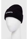 Čepice z vlněné směsi AllSaints černá barva, z husté pleteniny