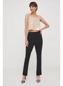Kalhoty Calvin Klein Jeans dámské, černá barva, přiléhavé, high waist