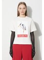 Bavlněné tričko Heron Preston Bird Painted Ss Tee béžová barva, HWAA032F23JER0040425