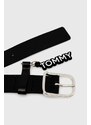 Kožený pásek Tommy Jeans dámský, černá barva