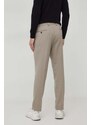 Vlněné kalhoty Michael Kors béžová barva, jednoduché