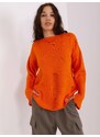 Fashionhunters Oranžový oversize svetr s širokými rukávy