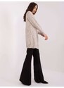 Fashionhunters Světle béžový dlouhý oversize svetr s manžetami