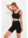 Trendyol Black Seamless/Seamless Knitted Sports Shorts Tights