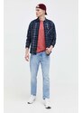 Manšestrová košile Tommy Jeans tmavomodrá barva, relaxed, s klasickým límcem, DM0DM18327