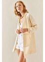 XHAN Cream Color Hooded & Zippered Sweatshirt 3YXK8-47513-22