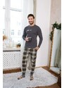 Italian Fashion Pánské pyžamové kalhoty Seward zelené káro
