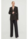 Vlněné kalhoty BOSS x Alica Schmidt černá barva, široké, high waist