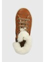 Dětské kožené zimní boty Pom D'api SWAG ZIP FUR hnědá barva