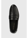 Kožené mokasíny Tommy Hilfiger ESSENTIAL LEATHER LOAFER dámské, černá barva, na plochém podpatku, FW0FW07769