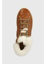 Dětské kožené zimní boty Pom D'api SWAG ZIP FUR hnědá barva