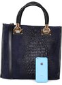 Modré dámské kožené kabelky do práce Regina