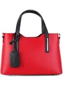 Italské luxusní kožené kabelky do ruky Carina červená s černou