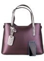 Kožené kabelky do ruky z Itálie Vera Pelle Carina kráľovská fialová