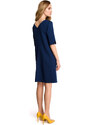 Style S113 Minimalistické šaty s výstřihem do V na zádech - tmavě modré