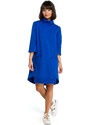 BeWear B089 Asymetrické šaty s rolovaným výstřihem - královská modř