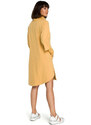 BeWear B089 Asymetrické šaty s rolovaným výstřihem - žluté