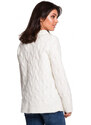 BK038 Plisovaný pletený svetr - ecru barva
