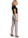 model 18002300 Kalhoty s rovnými nohavicemi z umělé kůže a zadním zipem šedé - Moe