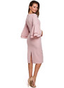 K002 Plášťové šaty s volánkovými rukávy - krémově růžové