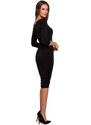 K006 Pletené šaty s řasenými detaily - černé