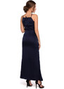 K042 Maxi šaty s vázaným výstřihem - tmavě modré
