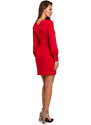 K027 Mini šaty s puff rukávy - červené