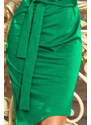 numoco Zelené dámské šaty s asymetrickou spodní částí a páskem model 7573557