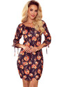 numoco SOPHIE - Pohodlné dámské oversize šaty se vzorem oranžových květů 281-6