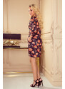 numoco SOPHIE - Pohodlné dámské oversize šaty se vzorem oranžových květů 281-6